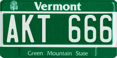 VT license plate AKT666