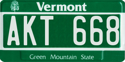 VT license plate AKT668