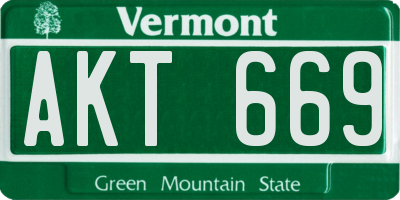 VT license plate AKT669