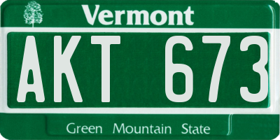 VT license plate AKT673