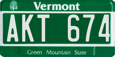 VT license plate AKT674