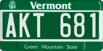 VT license plate AKT681
