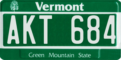 VT license plate AKT684