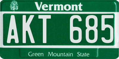 VT license plate AKT685