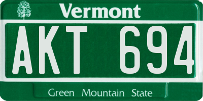 VT license plate AKT694