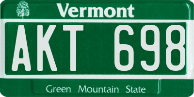 VT license plate AKT698