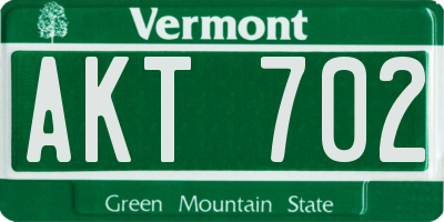VT license plate AKT702