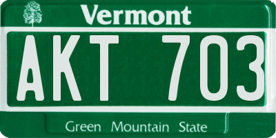 VT license plate AKT703