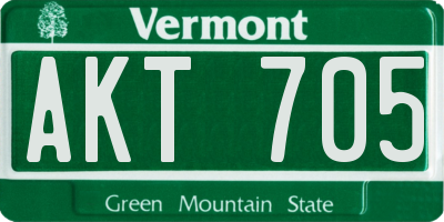 VT license plate AKT705