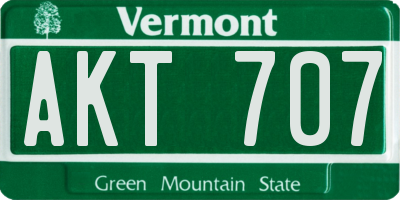 VT license plate AKT707