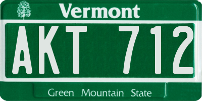 VT license plate AKT712