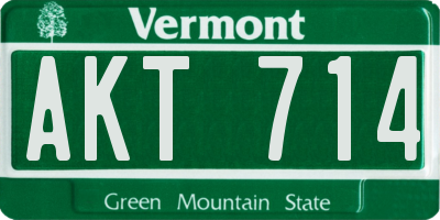 VT license plate AKT714
