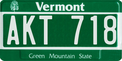 VT license plate AKT718