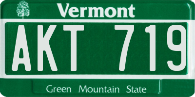 VT license plate AKT719