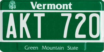 VT license plate AKT720