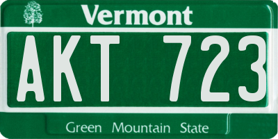 VT license plate AKT723
