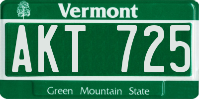 VT license plate AKT725