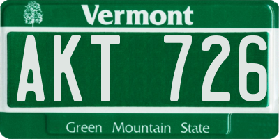 VT license plate AKT726