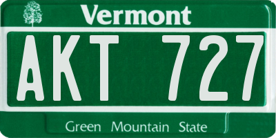 VT license plate AKT727