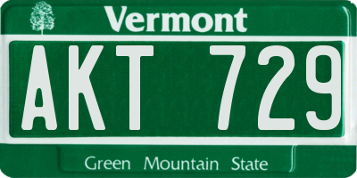 VT license plate AKT729