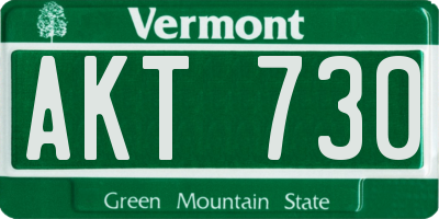 VT license plate AKT730