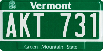 VT license plate AKT731
