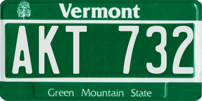 VT license plate AKT732