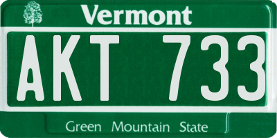VT license plate AKT733