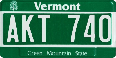 VT license plate AKT740
