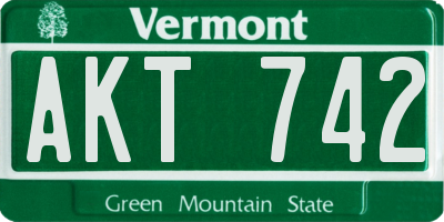 VT license plate AKT742
