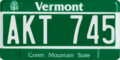 VT license plate AKT745
