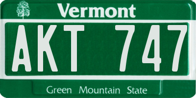 VT license plate AKT747
