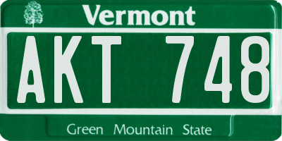 VT license plate AKT748