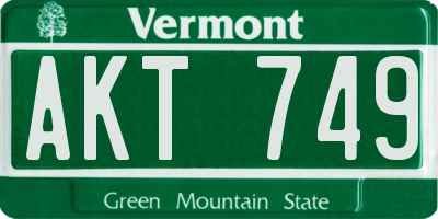 VT license plate AKT749