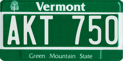 VT license plate AKT750