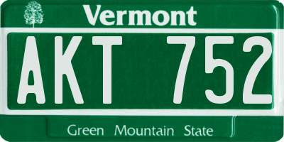 VT license plate AKT752