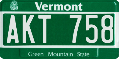 VT license plate AKT758
