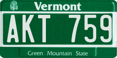 VT license plate AKT759