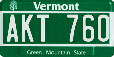 VT license plate AKT760