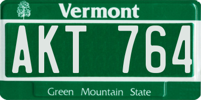 VT license plate AKT764