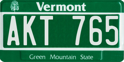 VT license plate AKT765