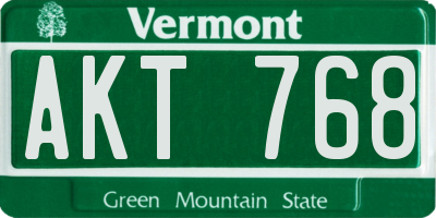 VT license plate AKT768