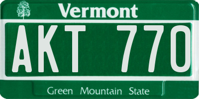 VT license plate AKT770