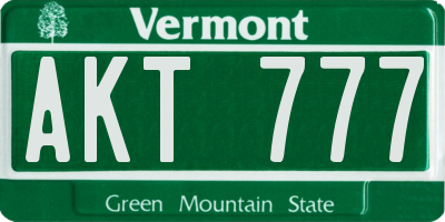 VT license plate AKT777