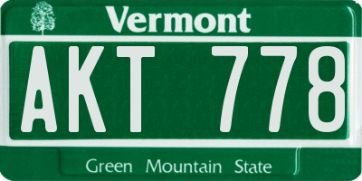 VT license plate AKT778