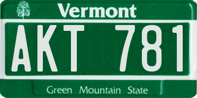 VT license plate AKT781