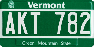 VT license plate AKT782