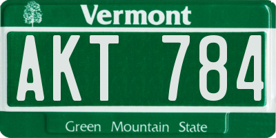 VT license plate AKT784
