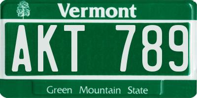 VT license plate AKT789