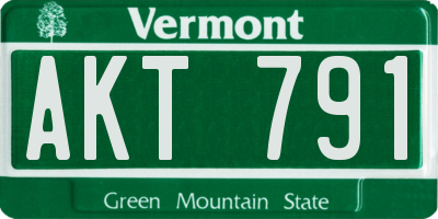 VT license plate AKT791